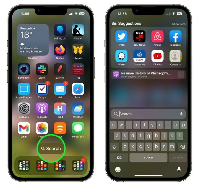 定海苹果手机维修分享升级到 iOS 16 后，如何删除主屏幕上的搜索按钮 