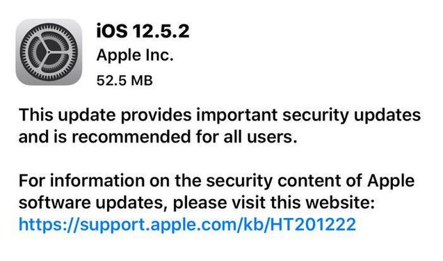 定海苹果手机维修分享iOS12.5.2发布，建议所有老苹果用户安装 